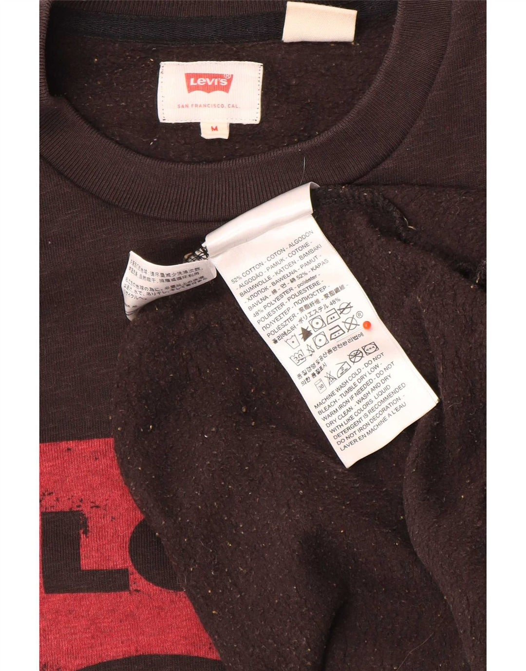 Мужской свитшот с рисунком Levi's, хлопковый джемпер среднего размера, черный