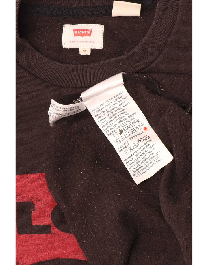 Мужской свитшот с рисунком Levi's, хлопковый джемпер среднего размера, черный