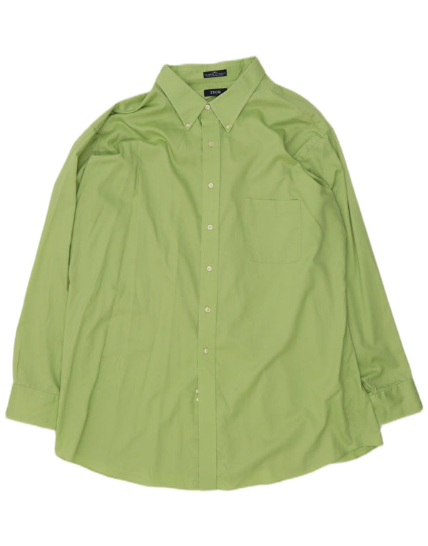 IZOD Мужская большая рубашка, размер 20, 4XL, зеленый хлопок