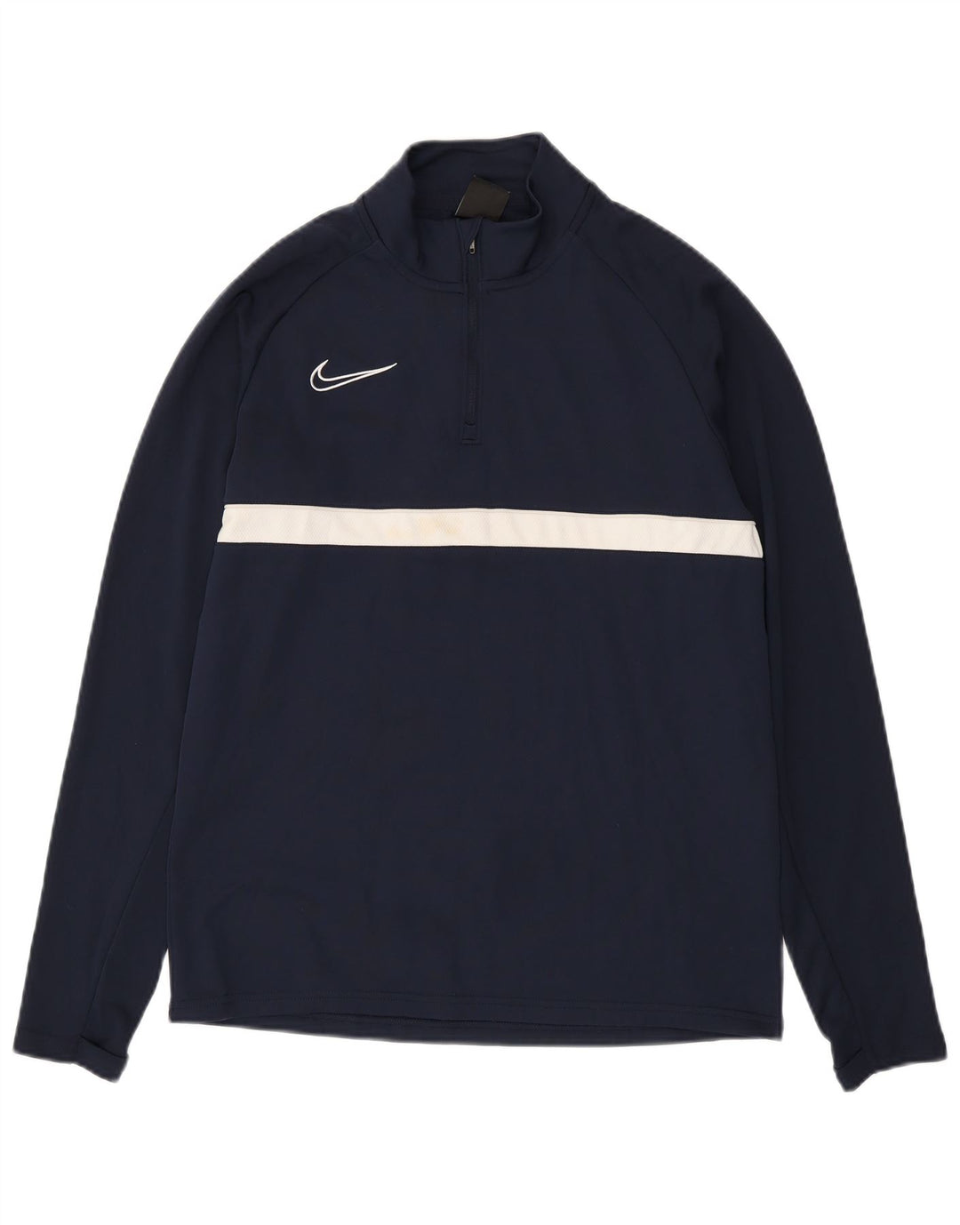 NIKE Mens Dri Fit Pullover Tracksuit Top Medium Navy Blue Colourblock