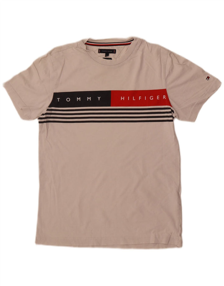 Tommy Hilfiger Мужская футболка с рисунком Топ среднего размера, белый хлопок