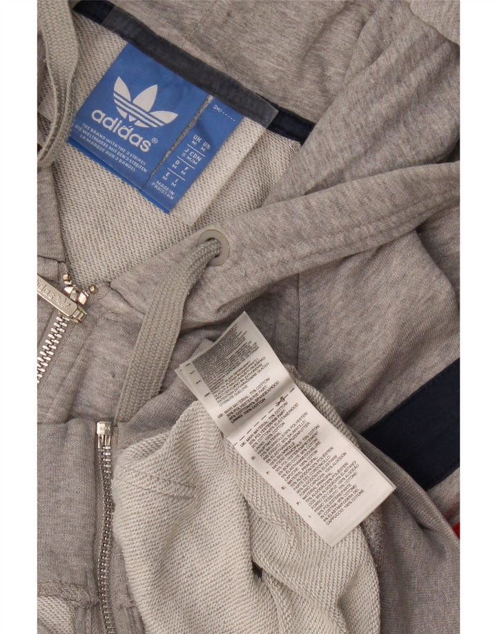 Мужской свитер с капюшоном на молнии Adidas среднего серого цвета, хлопок с цветными блоками