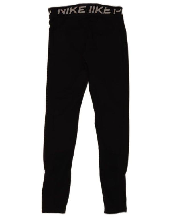 Женские леггинсы с рисунком Nike Dri Fit UK 14, большой черный полиэстер