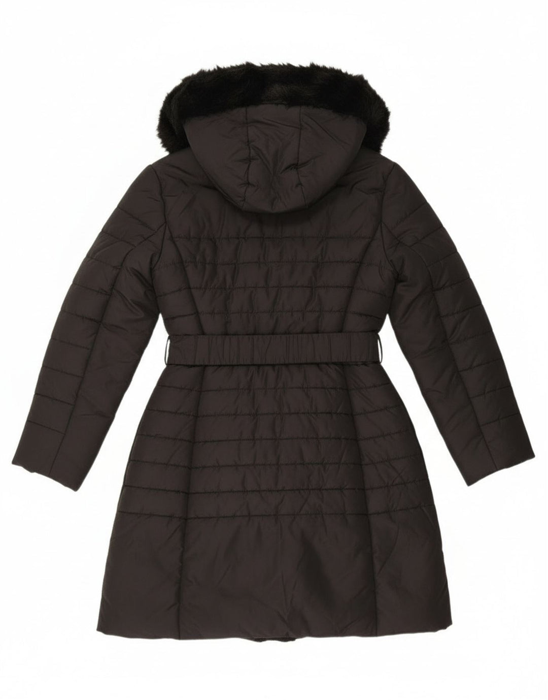 Женское стеганое пальто с капюшоном French Connection UK 12, средний черный полиэстер