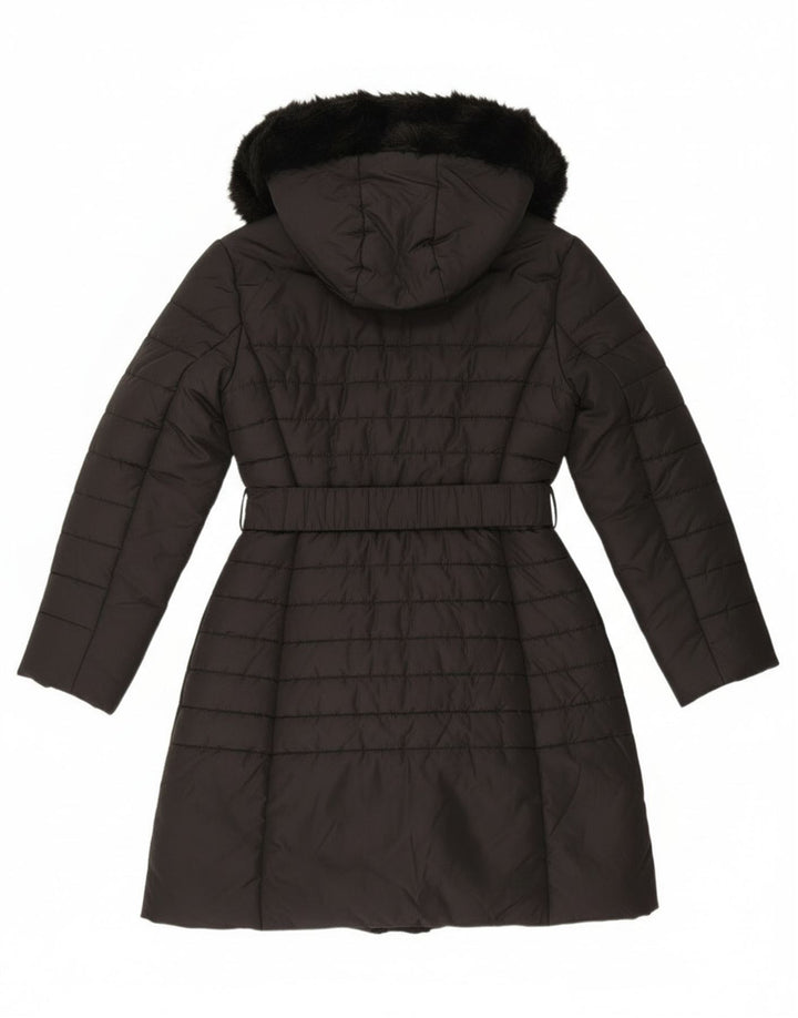 Женское стеганое пальто с капюшоном French Connection UK 12, средний черный полиэстер