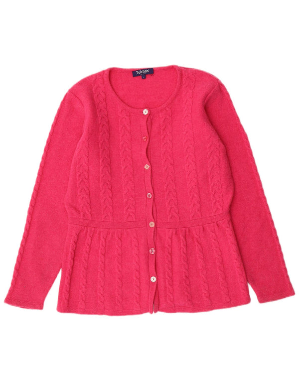 TULCHAN Womens Cardigan Sweater UK 16 Large Pink Lambswool
