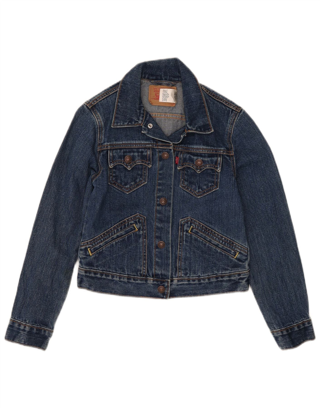 Джинсовая куртка Levi's для девочек 7-8 лет, большая синяя хлопковая ткань