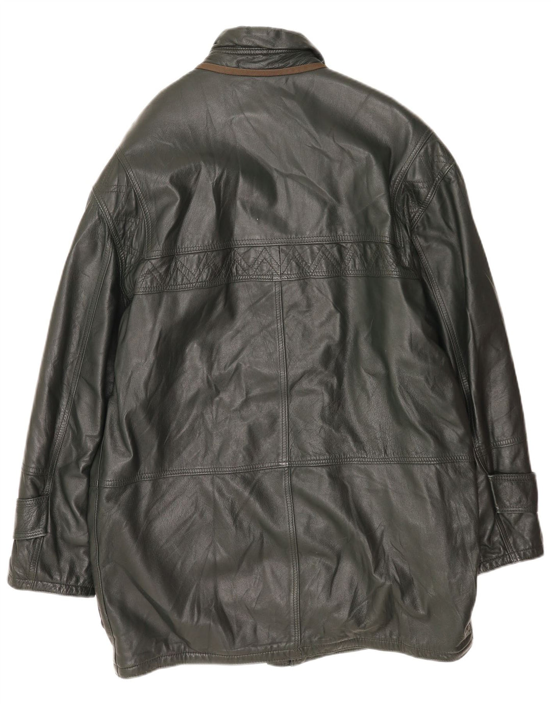 Винтажное мужское кожаное пальто UK 40, большое зеленое кожаное