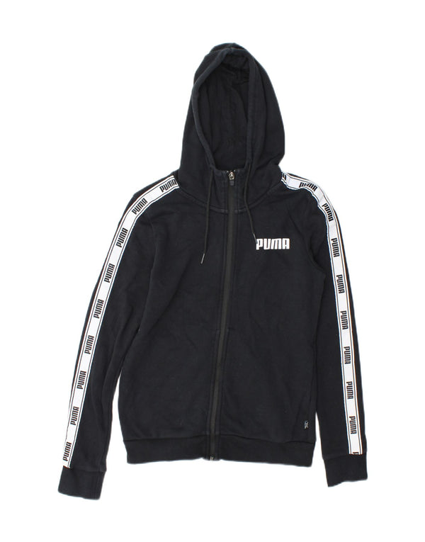Женский свитер с капюшоном на молнии с графическим рисунком Puma UK 6 XS Темно-синий с цветными блоками