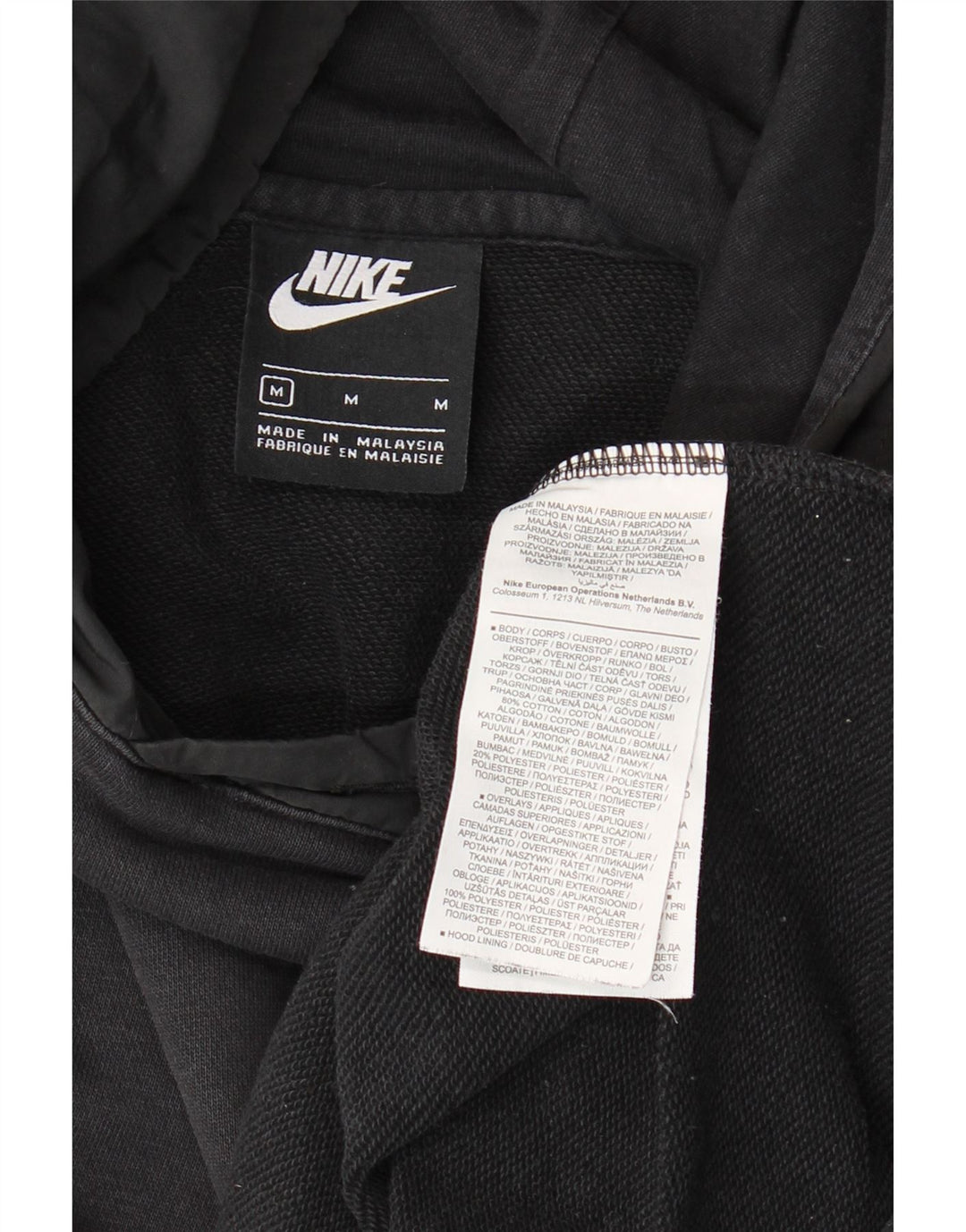 Мужской джемпер с капюшоном с рисунком Nike, средний черный, хлопковый