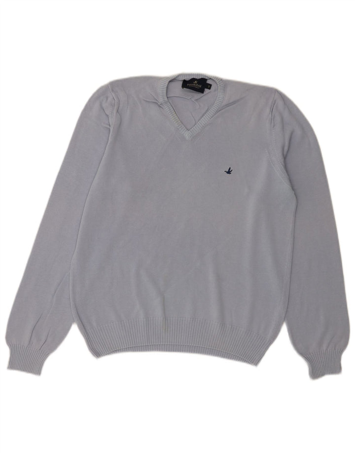 Женский джемпер с v-образным вырезом Brooksfield IT 48 XL, синий хлопок