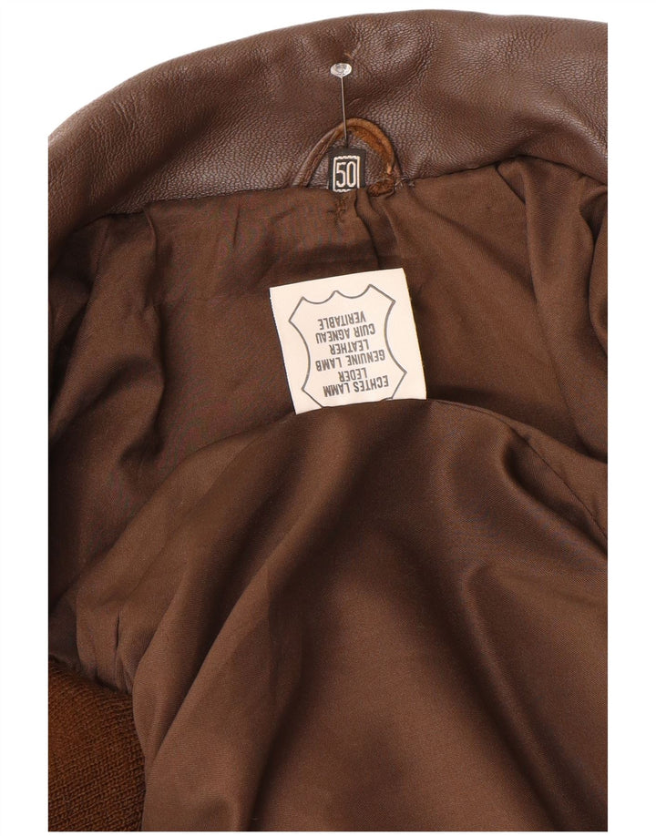 VINTAGE Mens Leather Jacket IT 50 Large Brown Leather