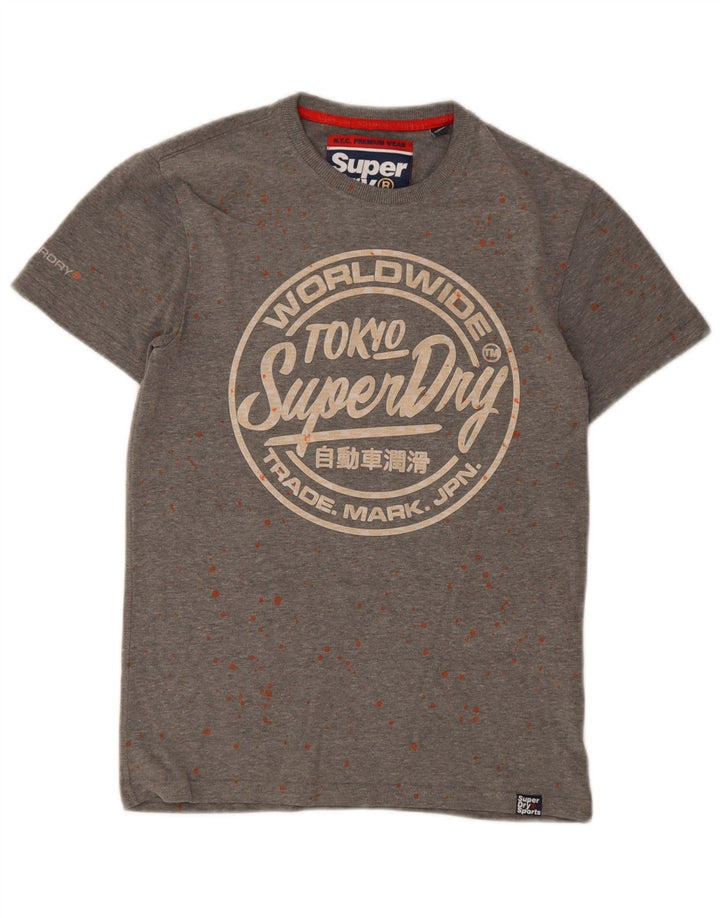 Мужская футболка с рисунком Superdry, маленький серый пятнистый хлопок