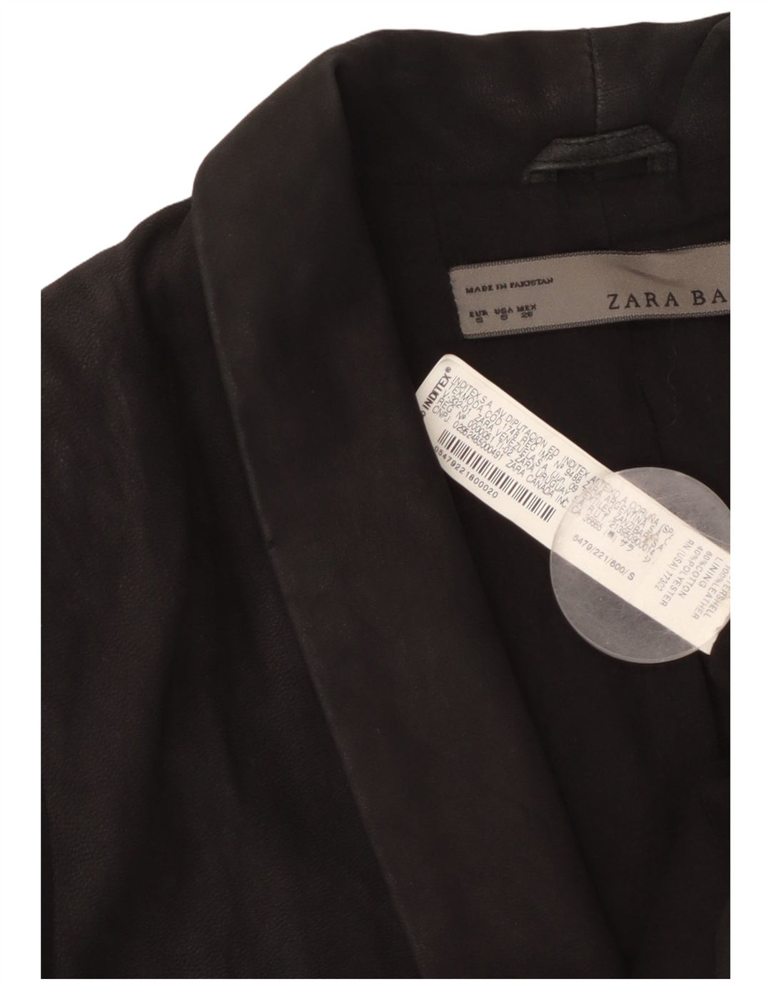 Женский замшевый пиджак Zara на 1 пуговице, Великобритания, 10, маленький, черный кожаный