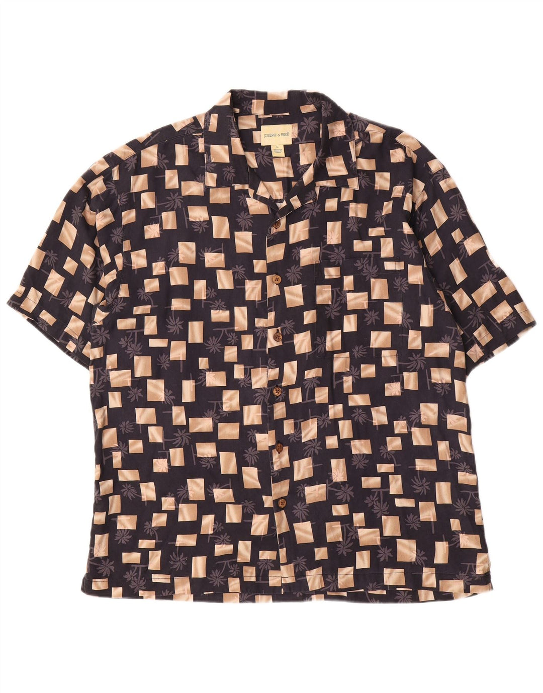 Мужская рубашка с коротким рукавом Joseph & Feiss, большая черная, шелковая с геометрическим рисунком