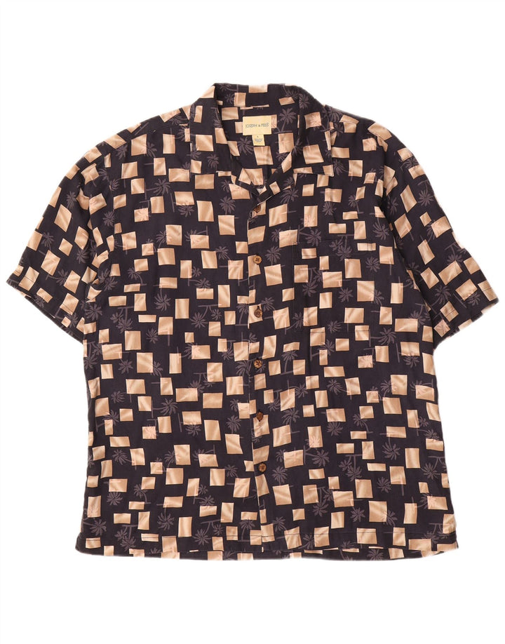 Мужская рубашка с коротким рукавом Joseph & Feiss, большая черная, шелковая с геометрическим рисунком