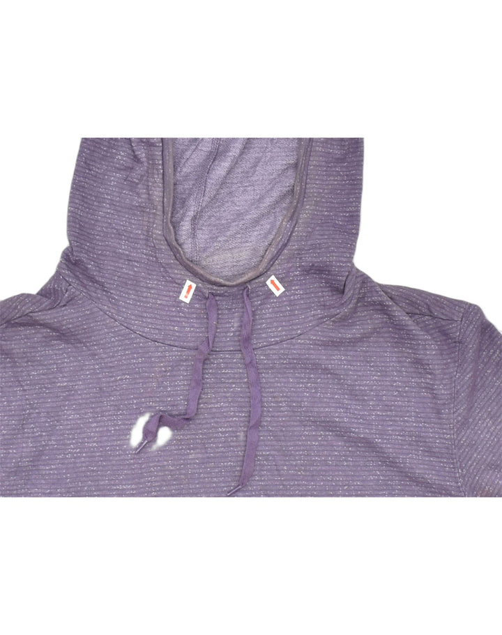 CHAMPION Womens Loose Fit Hoodie Jumper UK 14 Large Purple Striped Sports | Vintage | Thrift | Second-Hand | Used Clothing | Messina Hembry 