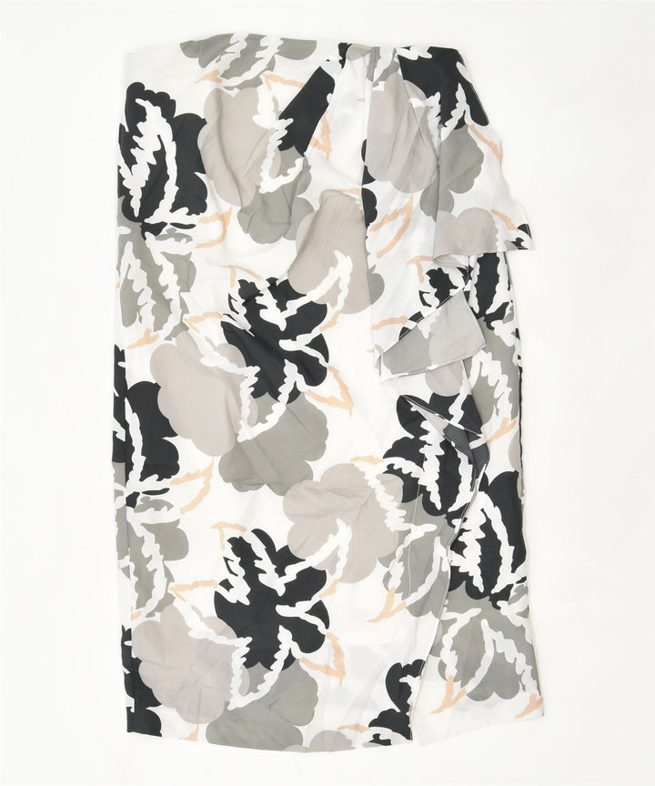 REISS Womens Straight Skirt UK 6 XS W26 Grey Floral | Vintage | Thrift | Second-Hand | Used Clothing | Messina Hembry 