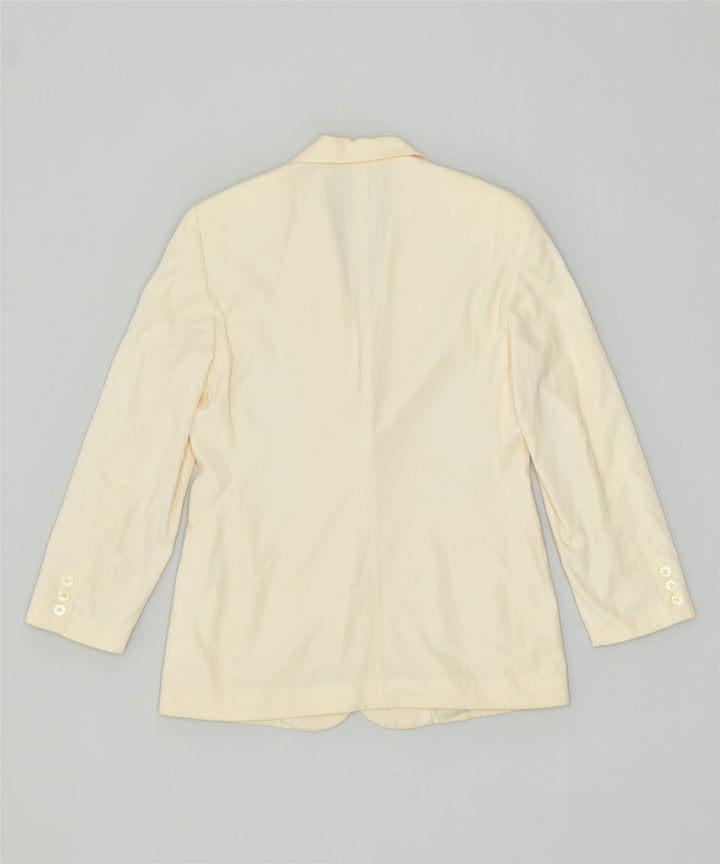 BENETTON Womens 2 Button Blazer Jacket IT 44 Medium Off White Polyester | Vintage | Thrift | Second-Hand | Used Clothing | Messina Hembry 