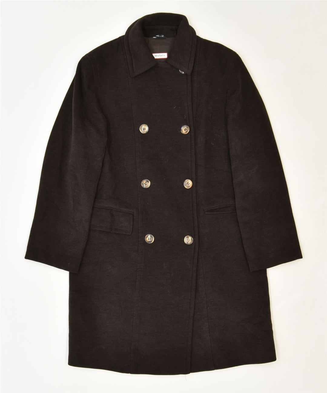 MAX & CO. Womens Oversized Pea Coat UK 6 XS Brown Viscose | Vintage | Thrift | Second-Hand | Used Clothing | Messina Hembry 